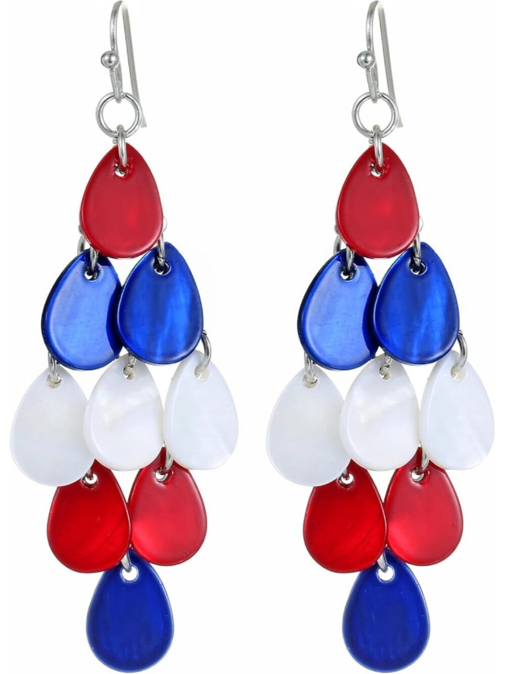 Womens Red Blue White Rhombic Drop Statement Summer Beach Cluster Dangle Earring